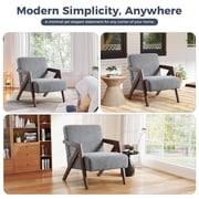 Ebello Mid-Century Modern Accent Chair – Small Plaid Fabric Armchair for Living Room, Bedroom, Office, Easy Assembly,Set of 2(Blue-White Plaid)