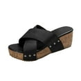 thumbnail image 2 of HAOTAGS Casual Summer Wedge Sandals for Women Walking Platform Sandals Black Size 8.5, 2 of 9