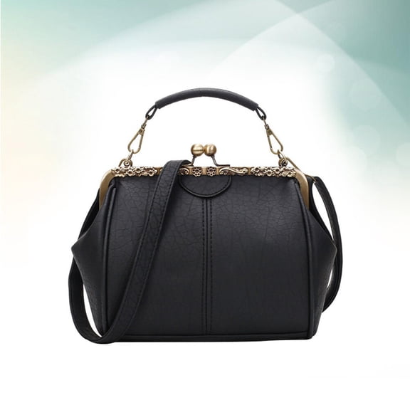GOOHOCHY Women's Retro Evening Handbag PU Charming Black Purse 23x10x18cm Stylish Shoulder Bag