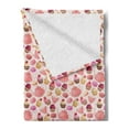 thumbnail image 2 of Dessert Soft Flannel Fleece Blanket, Realistic Illustration of Patisserie Elements Polka Dot Teapots and Cups Macarons, Cozy Plush for Indoor and Outdoor Use, 70" x 90", Multicolor, by Ambesonne, 2 of 5