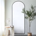 thumbnail image 6 of 64"x22" Aluminum Alloy Frame Arched Full Length Mirror with Bracket,Black, 6 of 6