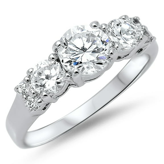 Women's Wedding White Cubic Zirconia Ring .925 Sterling Silver Band Jewelry Female Male Size 7