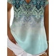 thumbnail image 4 of DYMADE Women Vintage Ethnic Printing V-neck Short Sleeve T-Shirt Tunic Top, 4 of 4