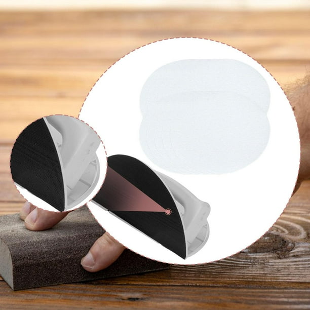 Lijadora de esquinas para paneles de yeso, soporte para papel de lija de 8,66 x 4,33 x 4,33 pulgadas con 10 piezas de lija, herramienta de en
