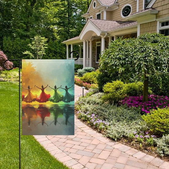 Colorful Dance Painting Garden Flag 12x18 inch Double Sided Outside Yard Decorations for Home Outdoor
