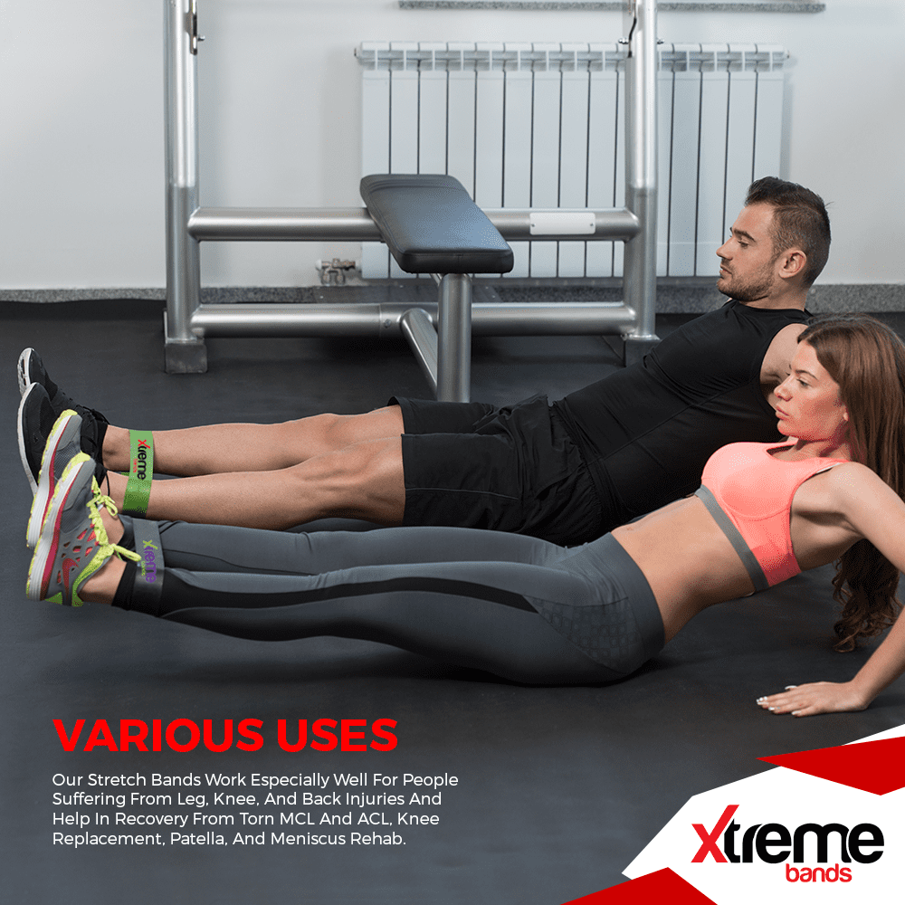 Xtreme Bands | Resistance Bands & Core Exercise Sliders Set | 6 Durable Non-Slip Latex Bands (x-Light –xx- Heavy) with 2 Dual-Sided Abs Glider Workout Discs | Includes Black Carry Case