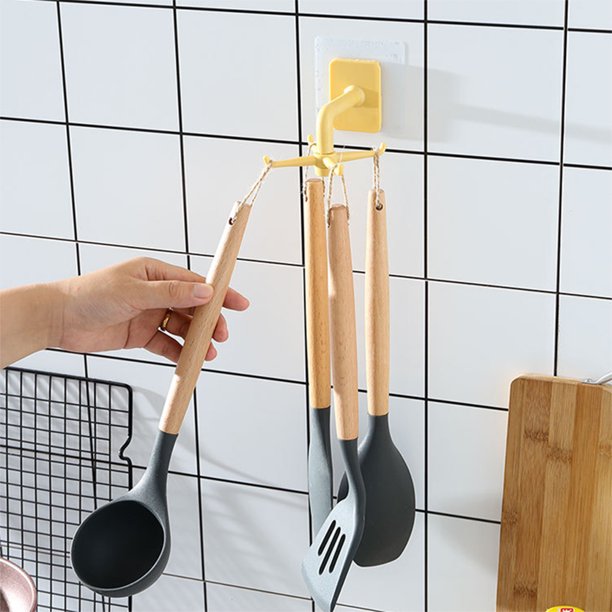 Ganchos de cocina giratorios Adhesivo para puerta de pared Colgadores para bolsas de ropa (Amarillo) Ndcxsfigh Nuevos Originales