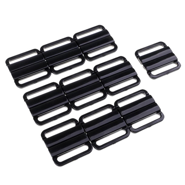 Conjunto de 10 sujetadores de bikini con cierre de gancho, cierre de tiras para trajes de baño, transparentes, Negro