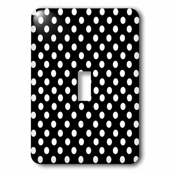 3dRose, White Polka Dots on Classy Black - Classic Retro fifties elegant spots pattern, single toggle switch