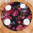 thumbnail image 2 of Tablecloth Botanical Garden Print Floral Watercolor Pattern Waterproof Round Cover with Elastic Edges and Backing, 2 of 7
