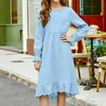 thumbnail image 6 of OGLCCG Tween Girls Long Dresses High Low Hem Ruffle Long Sleeve Crew Neck Flowy Tiered Dress Casual Solid Color Summer Boho Dress 4-15 Years, 6 of 7
