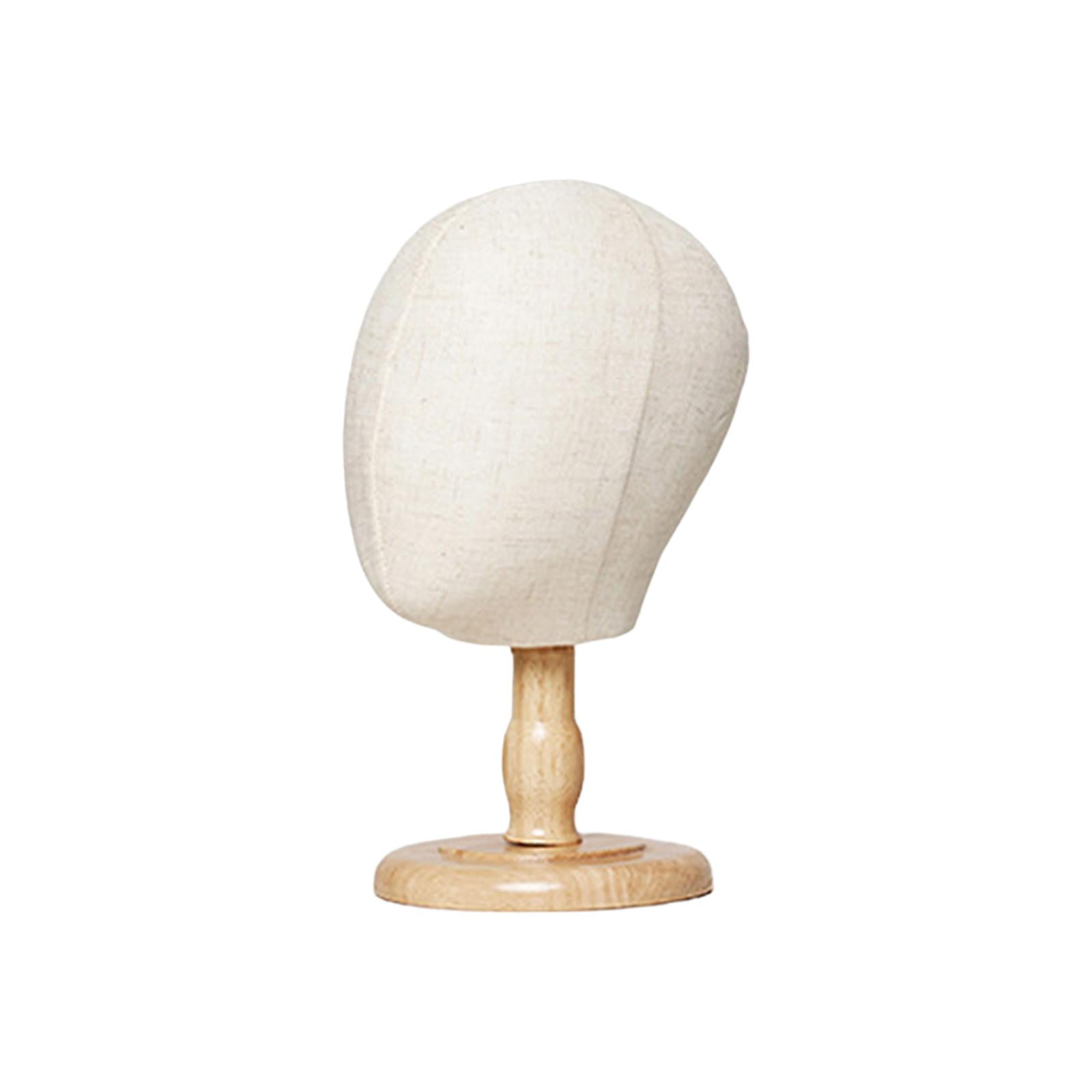Hat Display Holder Kid Manikin Head Model Portable Cap Organizer Hat Bracket with Wood Base for Hairdresser Training Decoration Home Salon Total Height 31cm