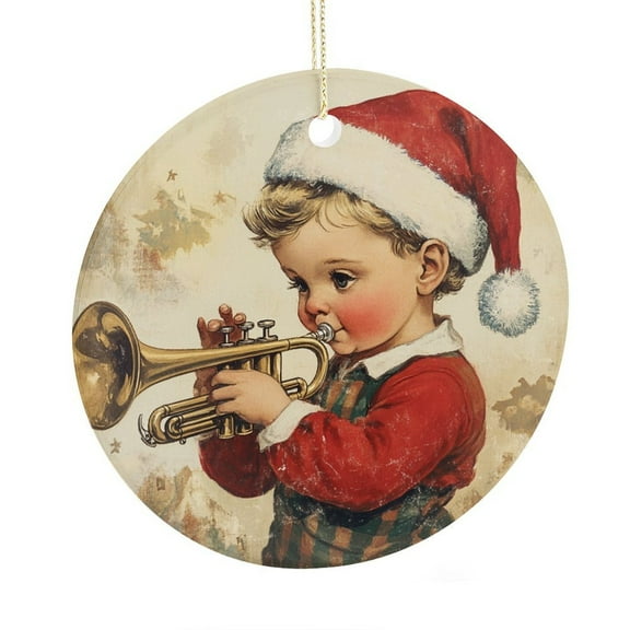 Cute Christmas Tot with Trumpet Ceramic Ornament Trumpet Gifts Personalized Christmas Ornament Christmas Tree Decoration Gifts for Women Men