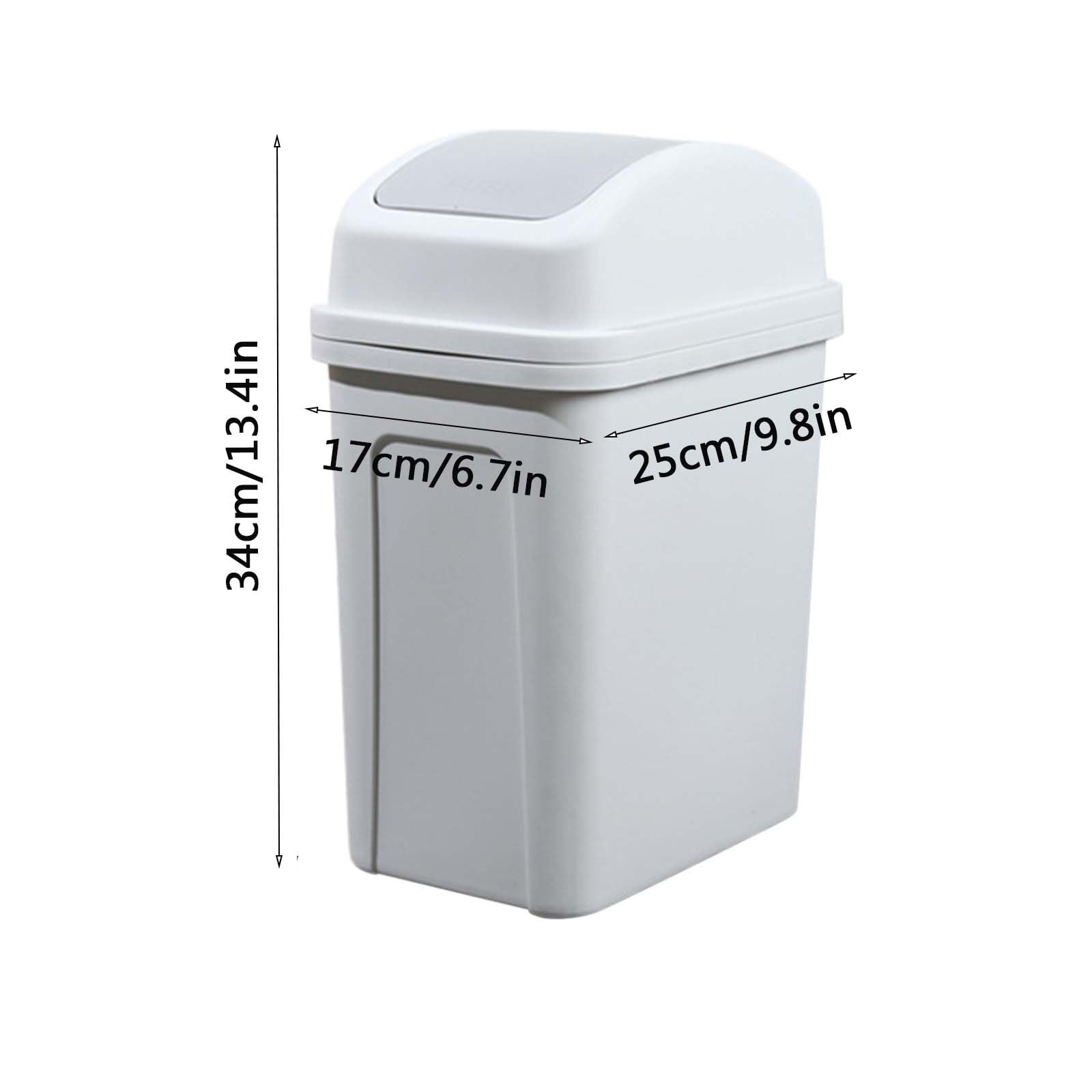AUHomi Office Trash Can with Swing Lid, 1.8 Gallons, Indoor Plastic Garbage Can, Large Capacity Waste Basket, Garbage Bin, Slim Trash Can for Dorm, Bathroom, Living Room, Office, Kitchen, Bedroom,Gray
