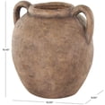 thumbnail image 3 of DecMode 10" Antique Style Textured Brown Ceramic Vase with Handles, 3 of 9