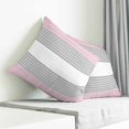 thumbnail image 4 of Throw Pillow Covers 24x24 Inch, Pink Striped Decorative Pillow Cases for Couch Sofa Bed, Multicolor Grey White Horizontal Stripes Cotton Linen Square Home Decor Pillowcases with Hidden Zipper, 4 of 7