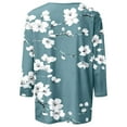 thumbnail image 4 of CYMMPU Floral Printed 3/4 Length Sleeve Summer Fall Shirts Plus Size Tunic Tops Vintage Business Work Blouses V-Neck Basic Tees 2025 Clothes for Women Navy M, 4 of 5