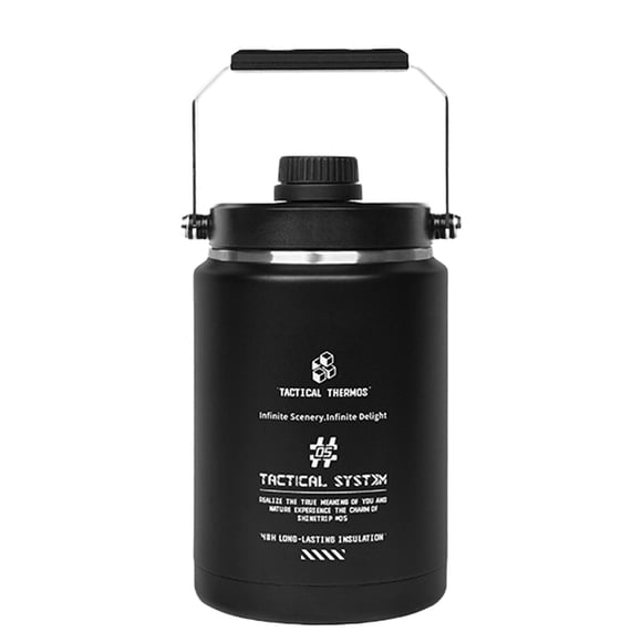 Botella de agua con aislamiento para jarra de hielo, eficaz aislamiento para bebidas frías y calientes, a prueba de fugas. Negro