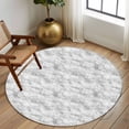 thumbnail image 3 of White Fur Patterned Round Area Rug 6 FT, Non Slip Bedroom Rugs, Pure Solid Minimalist Modern Color Washable Soft Circular Carpet Non-Shedding Floor Mat for Kitchen Dining Room Home Office Kids Room, 3 of 8