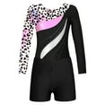 thumbnail image 3 of YEAHDOR Kids Girls 2Pcs Gymnastic Outfit Leopard Horse Print Leotard with Shorts for Dance Performance A Leopard 14, 3 of 7