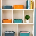 thumbnail image 4 of Casewin 4 Pack Plastic Storage Boxes Orange Storage Basket for Cupboard,Office,Living Room,Home,Bathroom, Bedroom,Kitchen Storage, 4 of 8