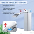 thumbnail image 3 of Grifo de baño en cascada moderno, grifo de lavabo en cascada de diseño elegante, grifo mezclador de baño de latón, agua fría y caliente disponible, grifo en cascada cromado, 3 of 5