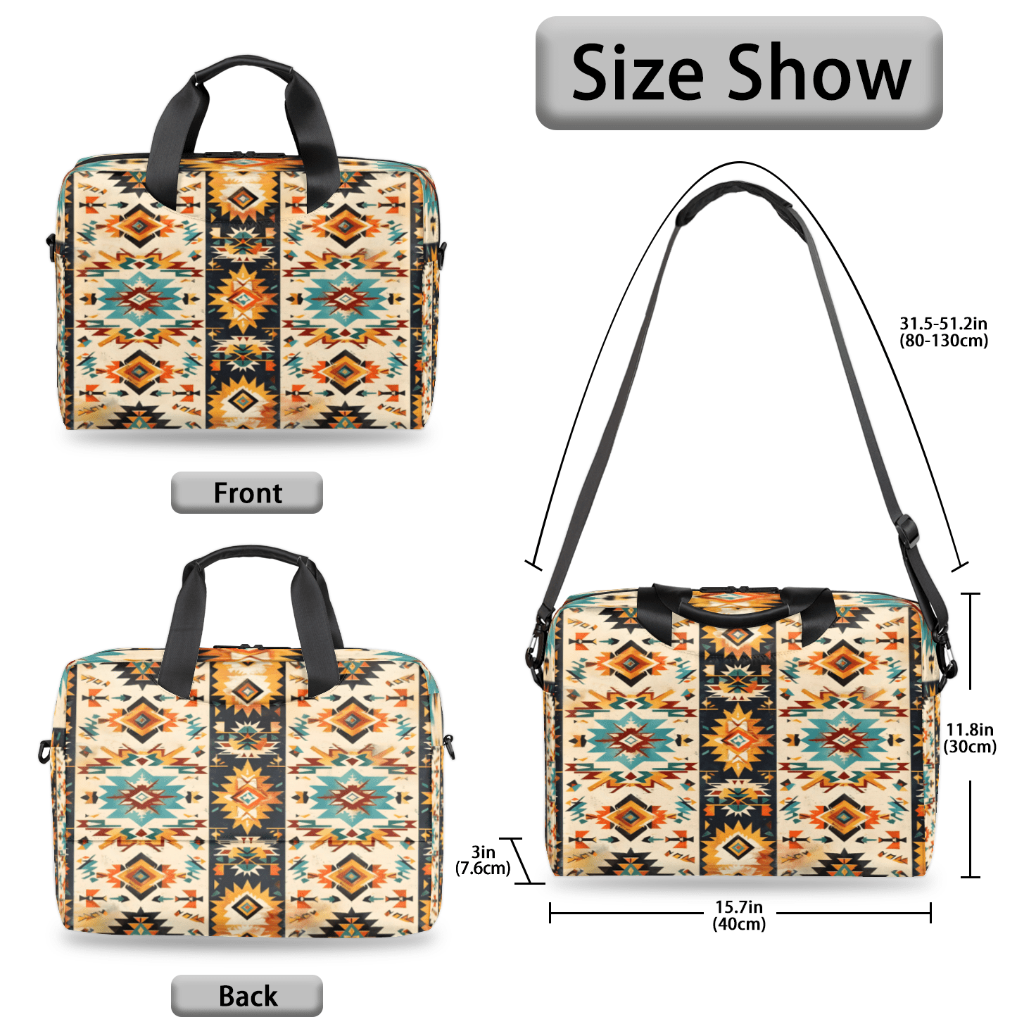 Herdesigns Boho Aztec Western Laptop Bag for Women Men, Computer Case Briefcase Messenger Bags, 15-15.6 inch Laptop Sleeve Shoulder Bag