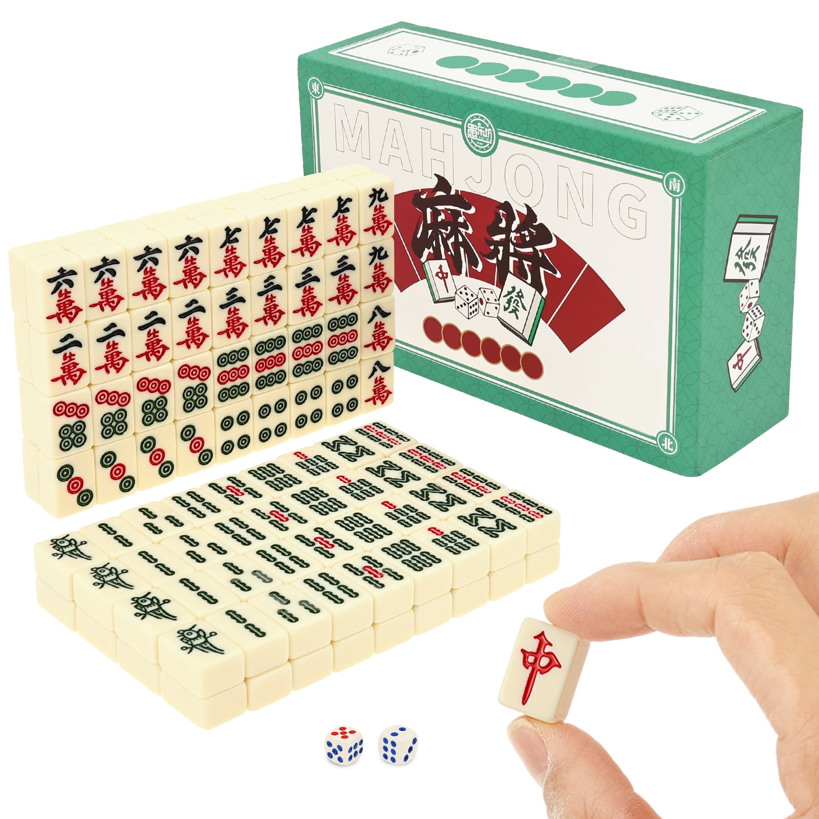 Travel Mahjong Set Traditional Chinese Board Game 146 Tiles Mahjong Tile Set Portable Tabletop Playset for Leisure Travel Party Family Games