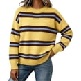 thumbnail image 2 of Zeijnsda Womens Winter Sweaters Thicken Warm Striped Sweaters Crew Neck Knit Pullover Sweaters for Women, 2 of 6