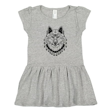 

Inktastic Tribal Wolf Head Gift Toddler Girl Dress