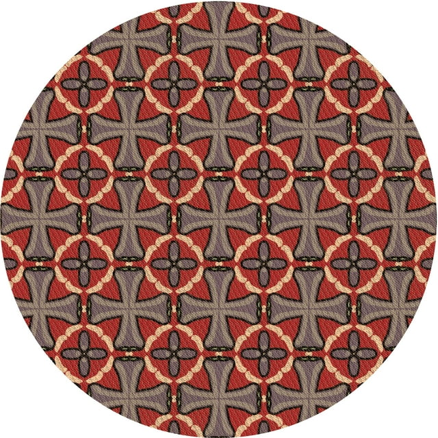 Ahgly Company Machine Washable Indoor Round Transitional Dark Almond Brown Area Rugs, 6' Round