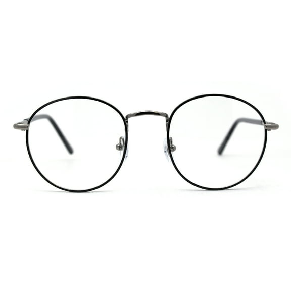 Optical Quality Round Spring Hinge Metal Rim Blue Light Flitering Computer Glasses Gunmetal Black