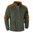 thumbnail image 5 of Men's Vintage Corduroy Baseball Jacket - Stand Collar Zip-Up Colorblock Loose-Fit, Army Green, L, 5 of 7