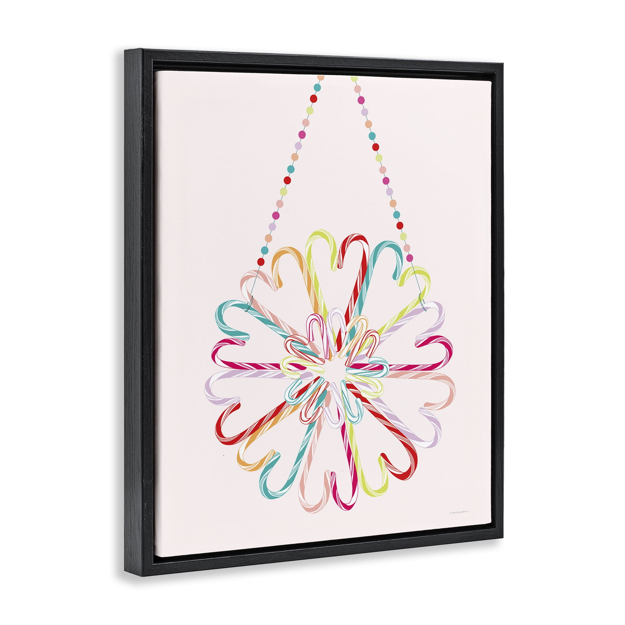 Stupell Industries Candy Cane Shapes Food & Beverage Painting Black Floater Framed Art Print Wall Art, 25 x 31
