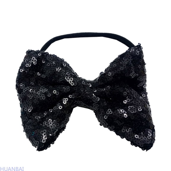 HUANBAI Toddler Baby Girls Paillette Headband Bowknot Elastic Hair Band For / Black(0-2 years)