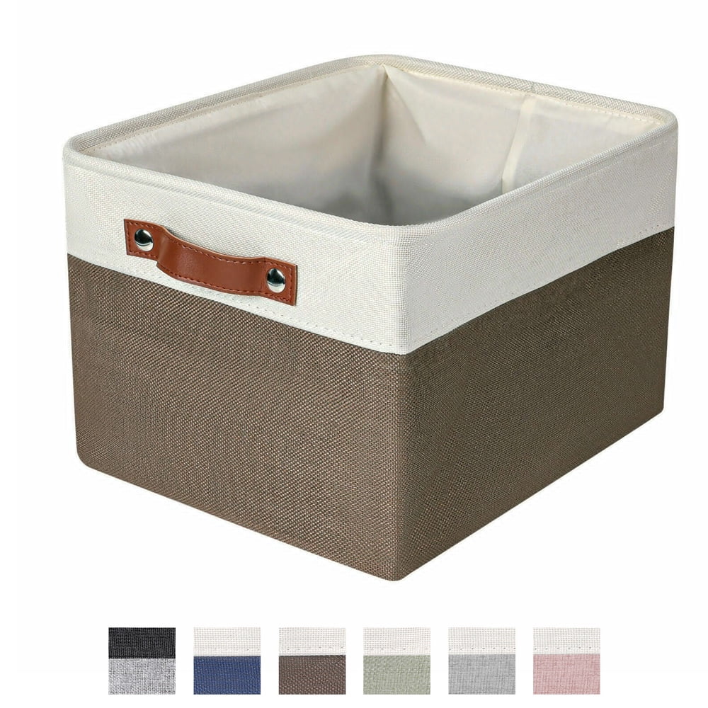 Fabric Storage Bins Cotton Linen Basket Storage Box with Handles Large