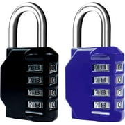2 Pack Combination Lock 4 Digit, Resettable Combination Padlock, Waterproof Metal Locker Lock for School Gym Locker, Outdoor Gate, Shed, Toolbox, Fence, and Storage- Black & Blue