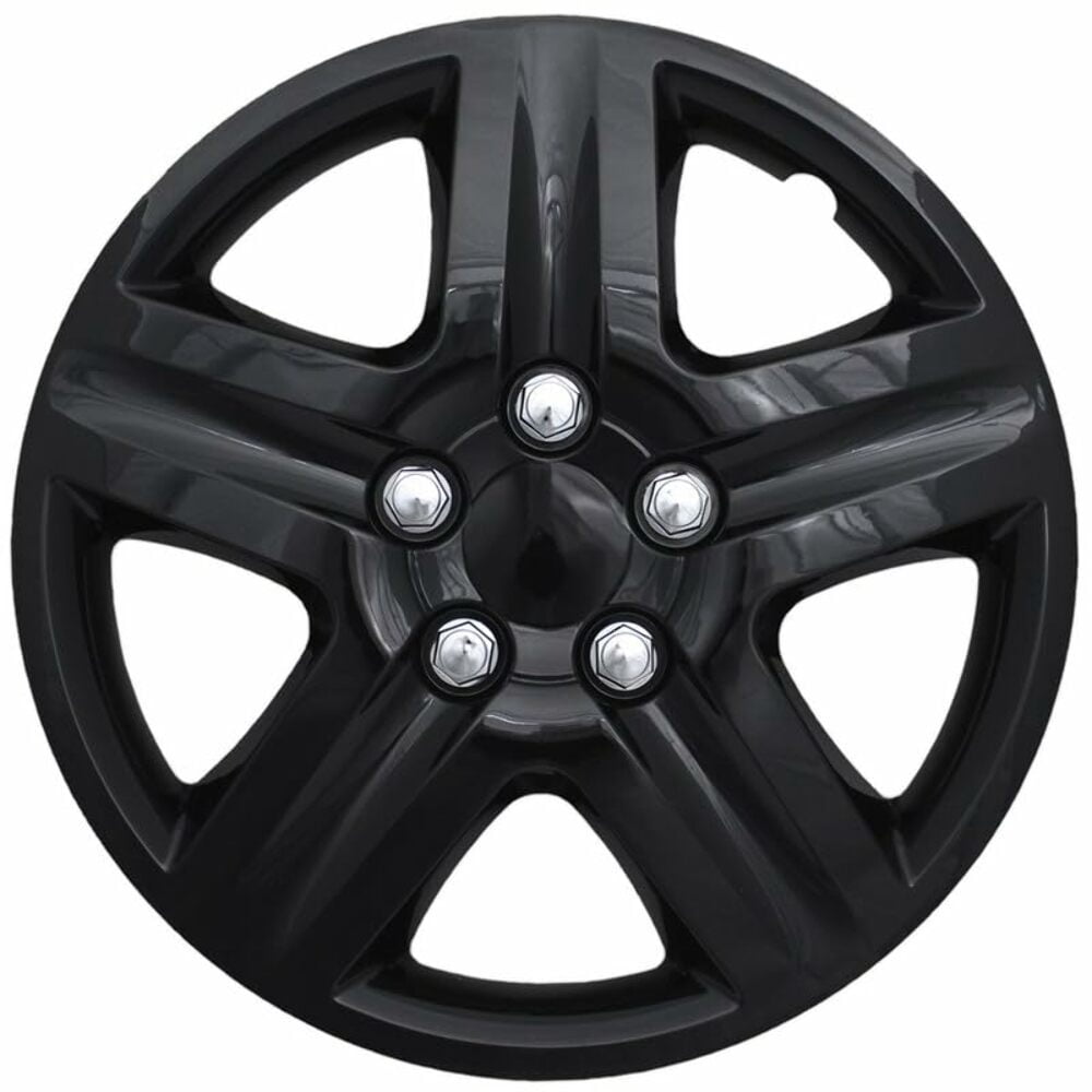 Fuel Rider Set of 4 16 inch Gloss Black Snap-On Hubcaps With 5 Spoke Compatible With 2006-2013 Chevrolet Impala Standard Steel Wheel Covers