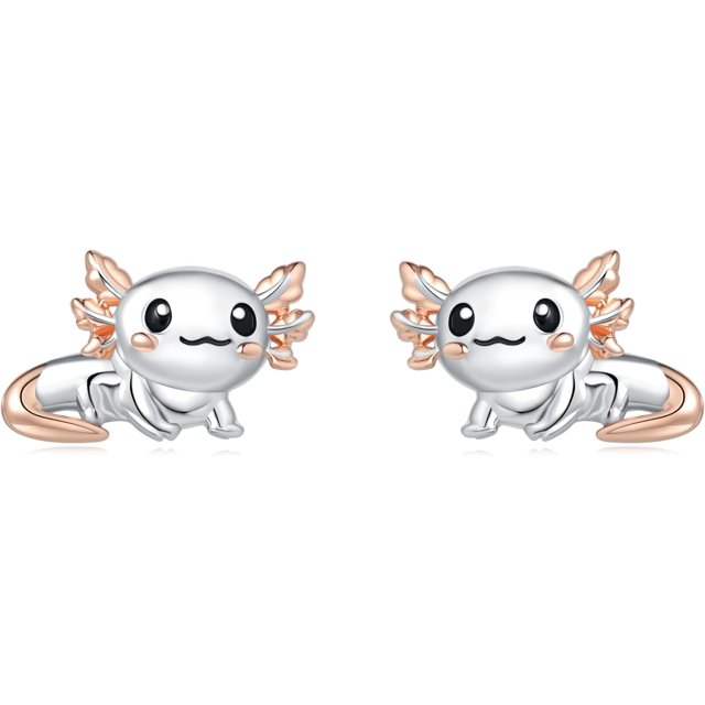 arete de plata de ley 925 Axolotl hipoalergénicos, regalos de joyería de Axolotl para mujer, Plata de ley, No es una piedra preciosa