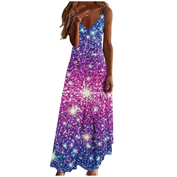 V Cuello Vestidos de Verano para las Mujeres 2025 Impresión sin Mangas Cuello Redondo Vestido Casual, Imitación Algodón Tirar Marco