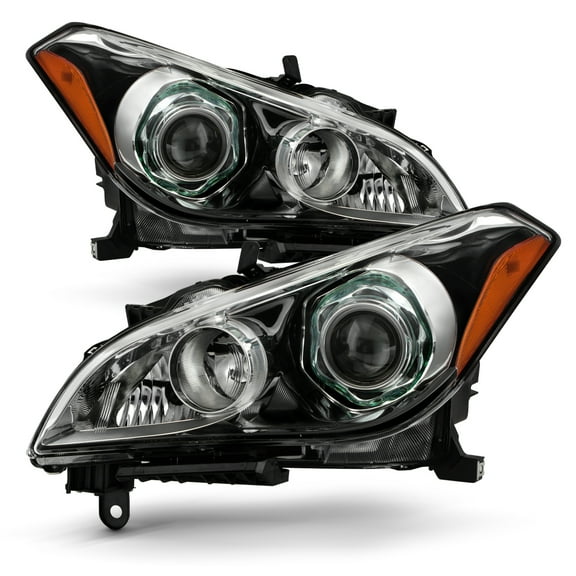 AKKON - Fits 2011 2012 2013 Infiniti M37 M56 2014 Q70 [HID/Xenon] w/o AFS Projector Black Headlights Pair Driver   Passenger
