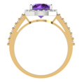 thumbnail image 4 of Clara Pucci 14K White/Yellow Gold Solid Gold Amethyst Halo Anniversary Ring for Women - 1.86 cttw Round Cut, 4 of 8