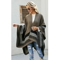 thumbnail image 2 of PIKADINGNIS Women Shawl Wraps Stripe Poncho Open Front Sweater Cardigan Coat Cape Fleece Blanket Scarf, 2 of 6
