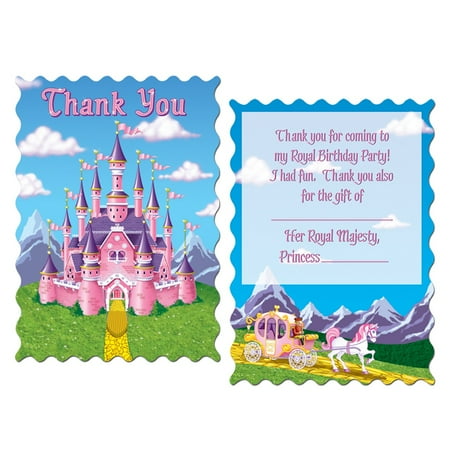 Party Central Club Pack of 96 Pink and Purple Princess Castle Party "Thank You" Notes 5.5"