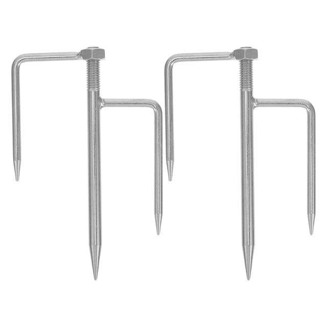 HONITANO 2 Pcs Ancrage au Sol Support de Parapluie Fer Argent Résistance au Vent Camping