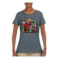 thumbnail image 2 of Vintage Hot Rod Old Garage Cars and Trucks Womens Graphic T-Shirt, Charcoal, Small, 2 of 3