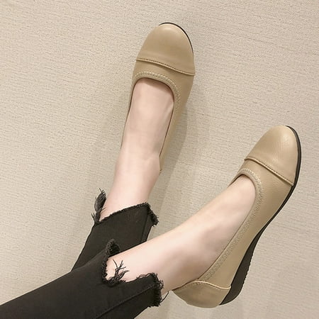 fvwitlyh Flats Shoes Women Loafers Wide Width Flat Shoes Ballet Flats Round Toe Wedge Low Heel Flat Shoes Pu Soft Sole Non-Slip