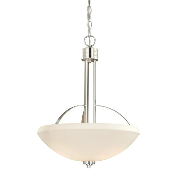 Solna 3 Light Satin Nickel Bowl Pendant White Glass