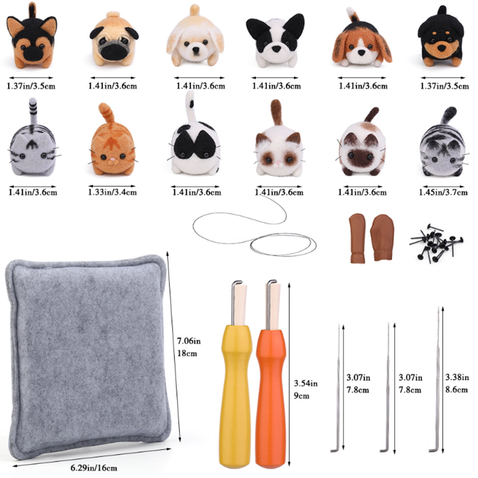 Ladaidra Brown fhgksm Needle Felting Set, Animal Felting Starter Kits with Felting Needle