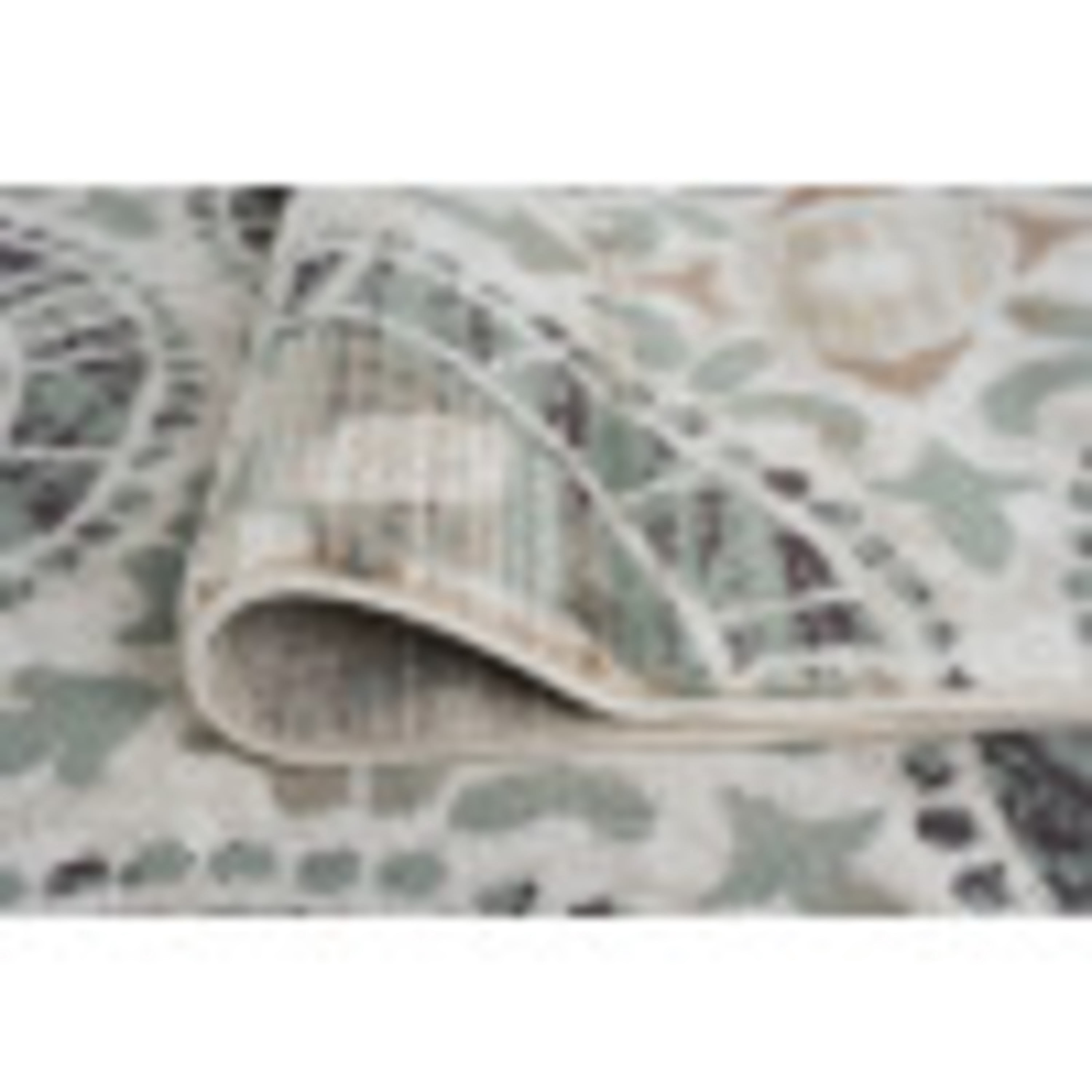 Transitional Area Rug (5'3'' Round) Mediterranean Tile Ivory, Seafoam Indoor Round Easy to Clean